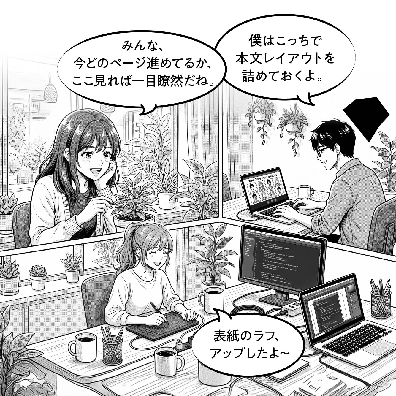 場所も作業もバラバラでいい